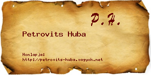 Petrovits Huba névjegykártya
